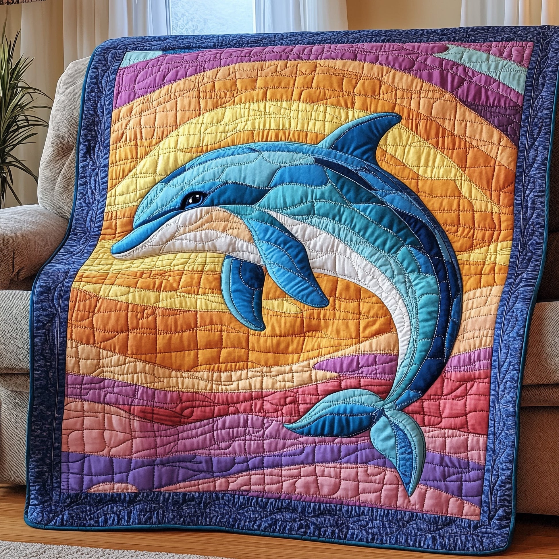 Dancing Dolphin Quilted Blanket GFTOTP3948