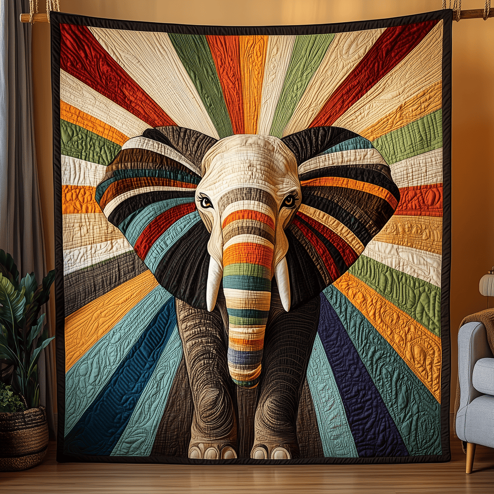 Elephant In Sunshine Quilted Blanket GFTOAB2998