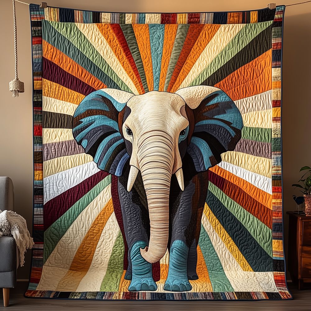 Elephant In Sunshine Quilted Blanket GFTOAB2995