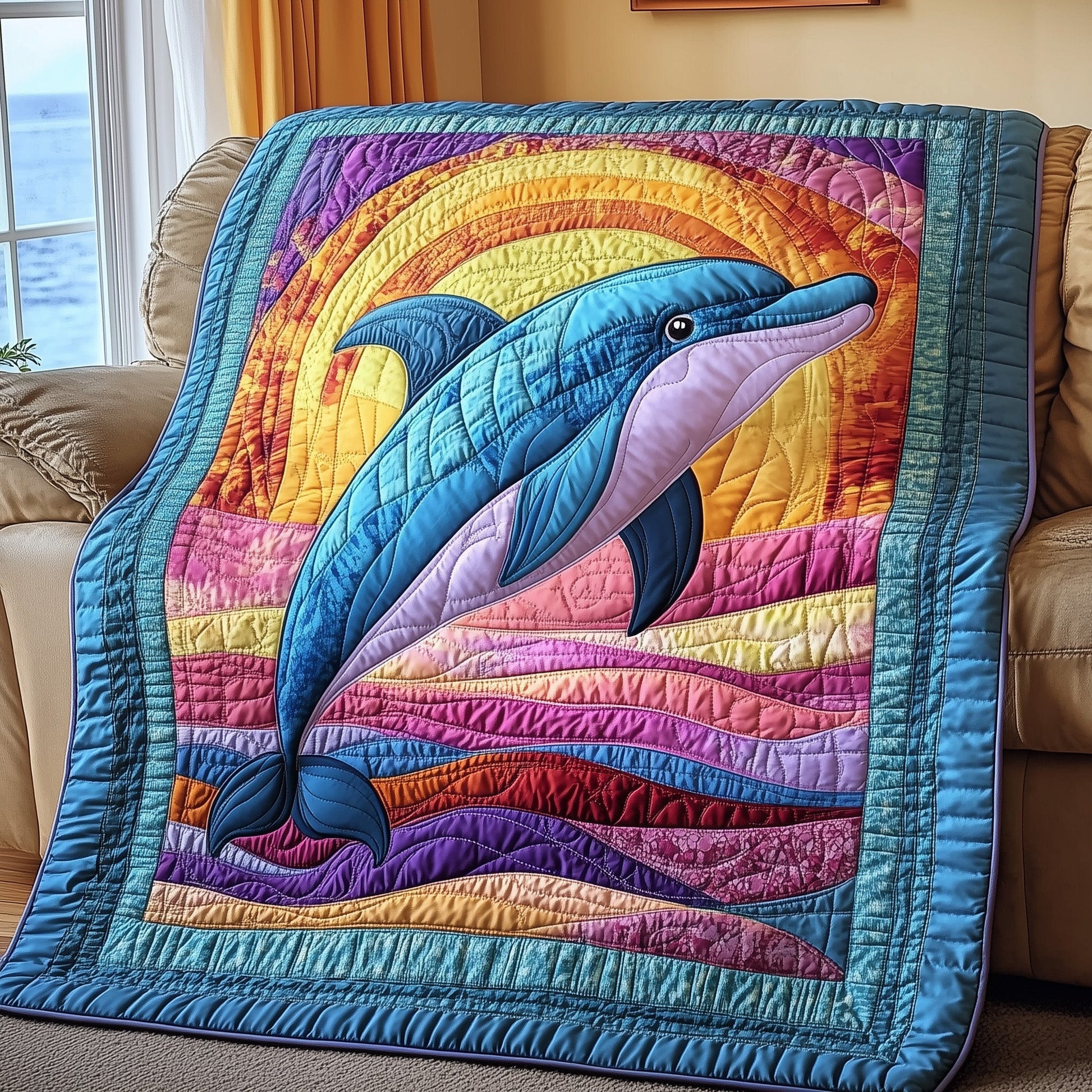 Dancing Dolphin Quilted Blanket GFTOTP3947