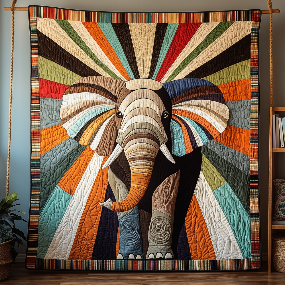 Elephant In Sunshine Quilted Blanket GFTOAB2996