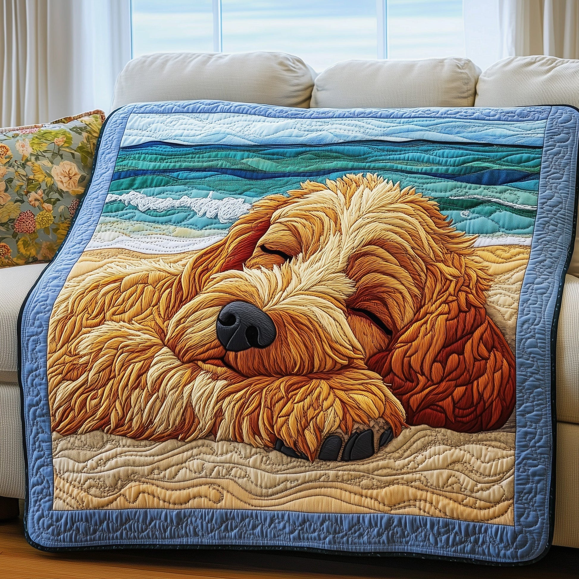 Sleeping Goldendoodle Quilted Blanket GFTOAB3355