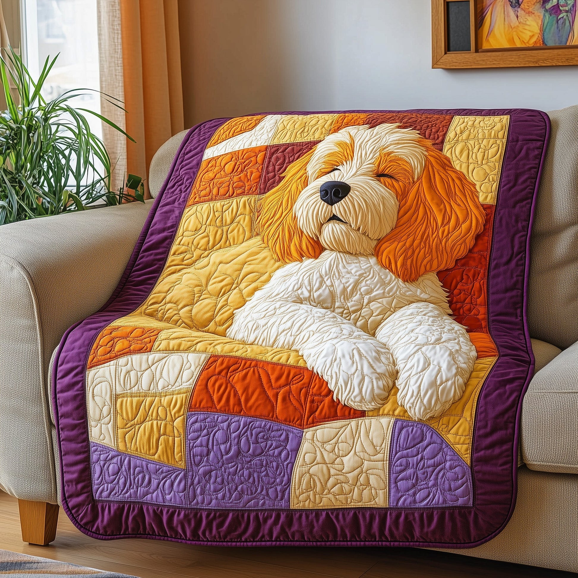 Sleeping Goldendoodle Quilted Blanket GFTOAB3349