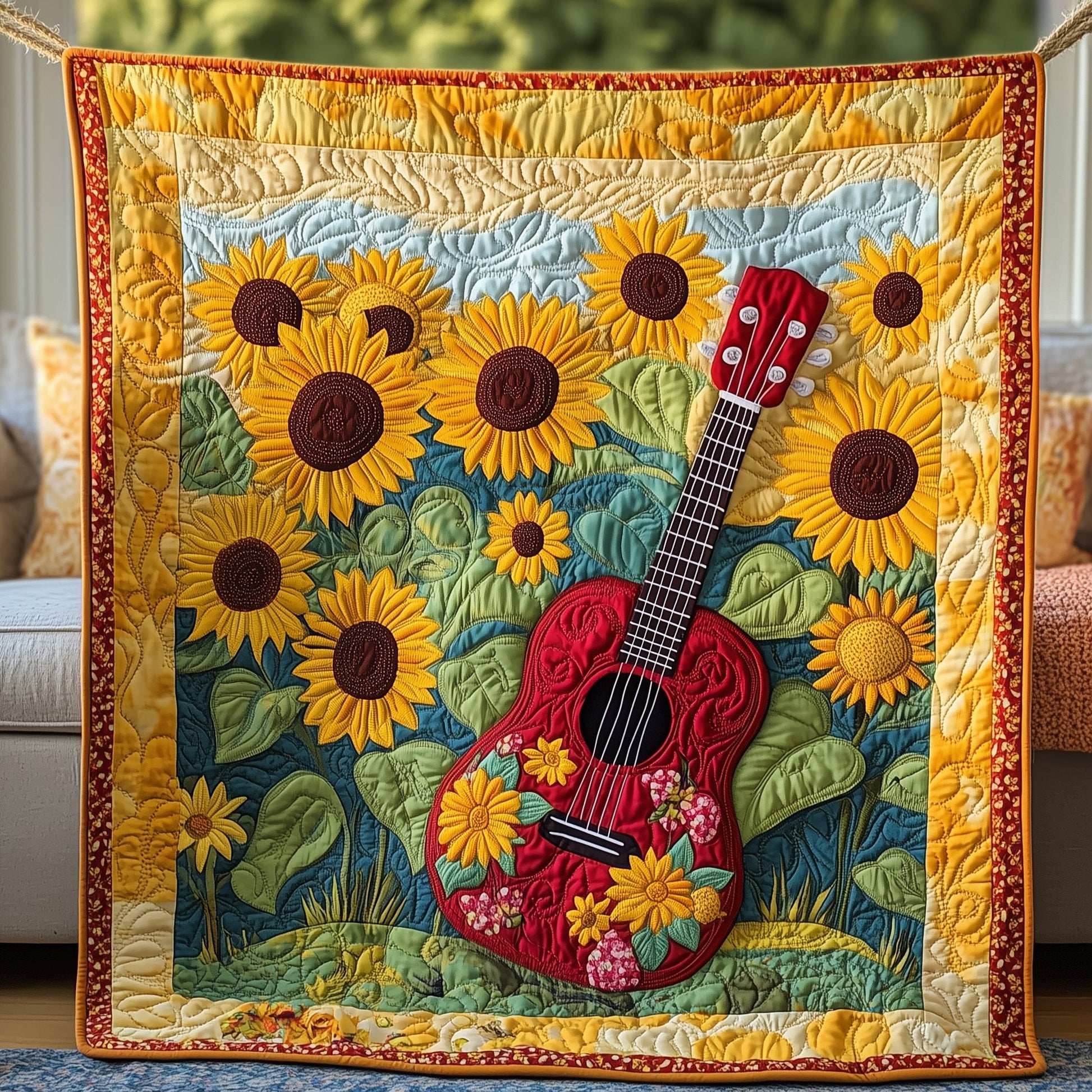 The Sunlit Ukulele Quilted Blanket GFTOHD3144