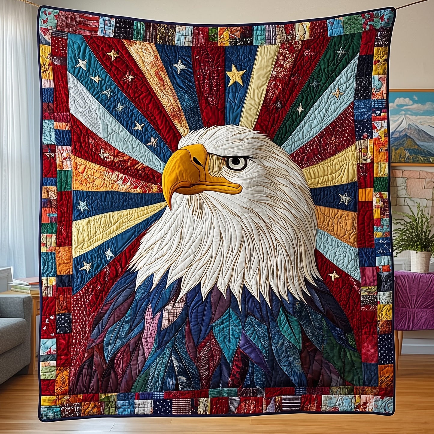 Patriotic Eagle Quilted Blanket GFTOHD3006