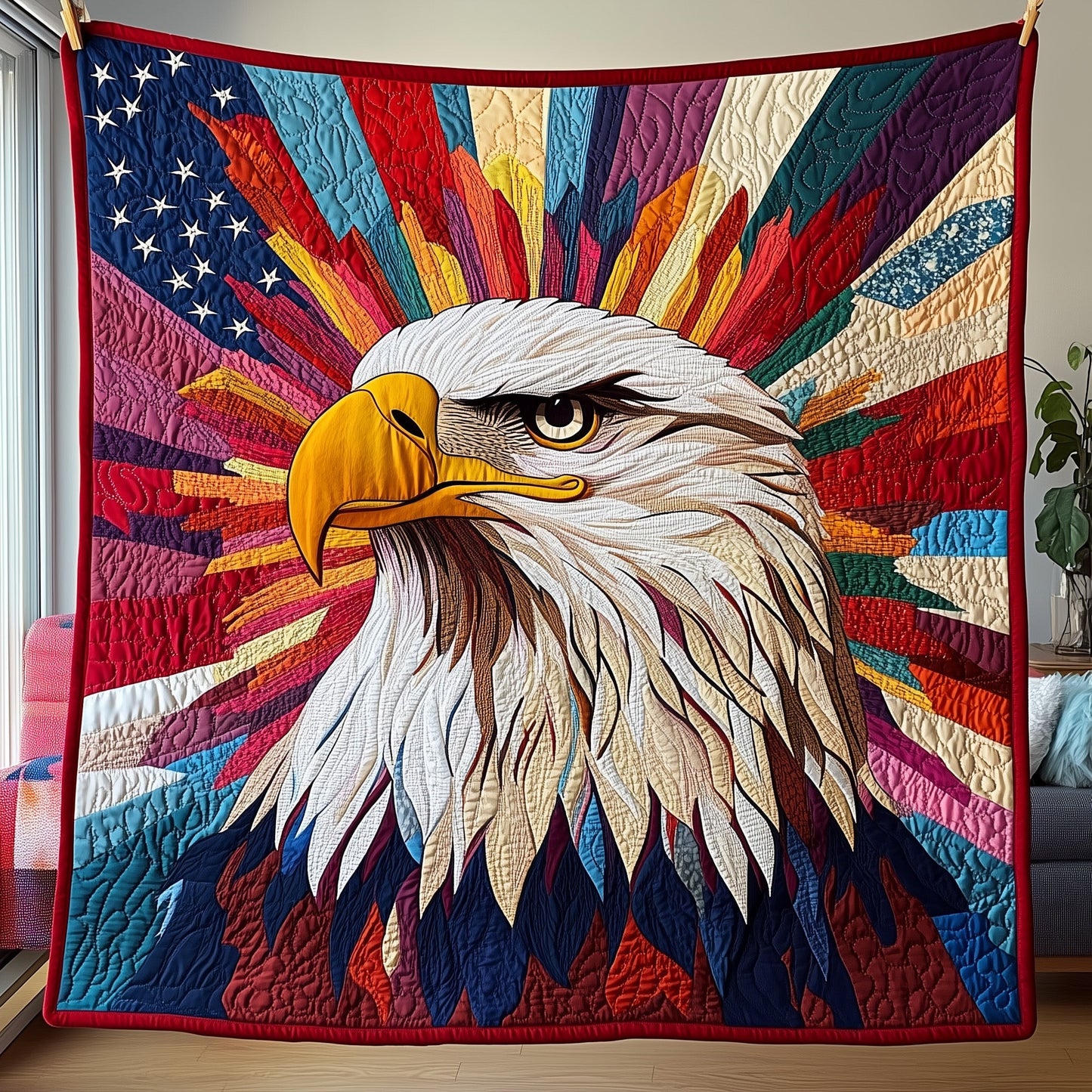 Patriotic Eagle Quilted Blanket GFTOHD3005