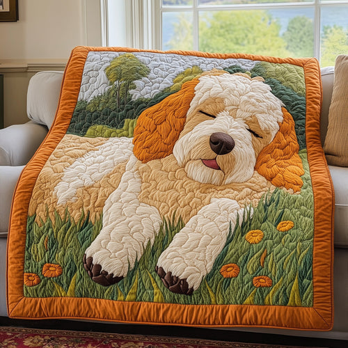 Sleeping Goldendoodle Quilted Blanket GFTOAB3353
