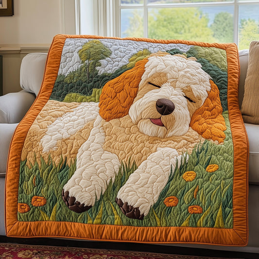 Sleeping Goldendoodle Quilted Blanket GFTOAB3353
