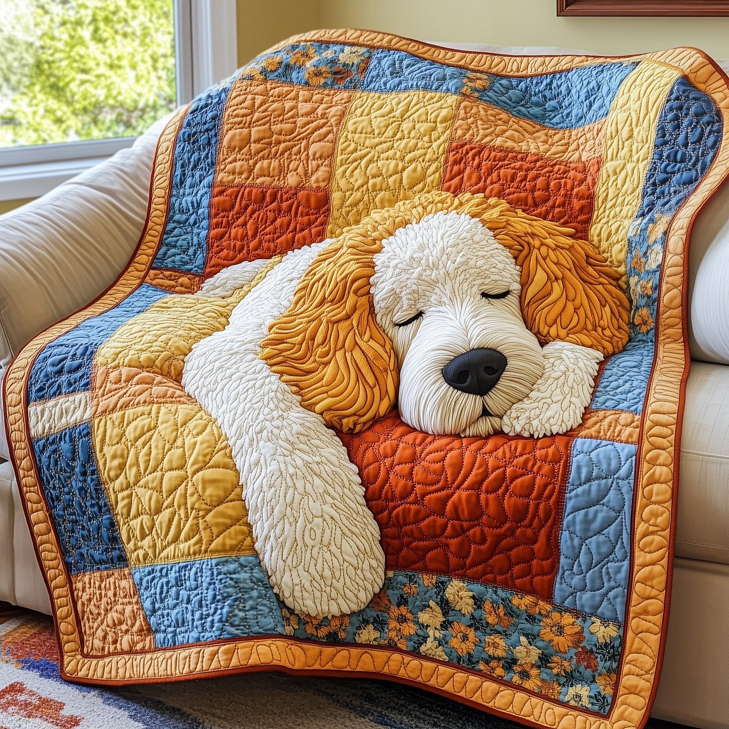 Sleeping Goldendoodle Quilted Blanket GFTOAB3350