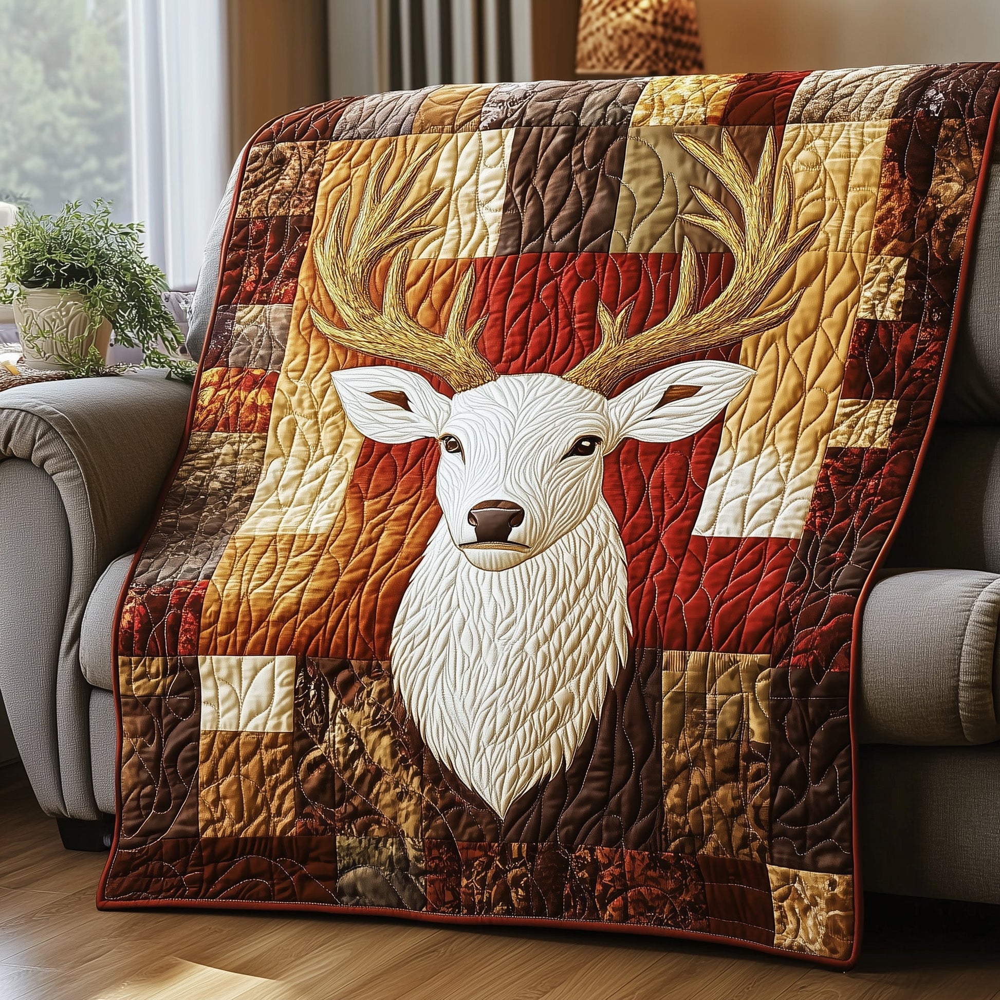 Golden Antler Glow Quilted Blanket GFTOTP3828