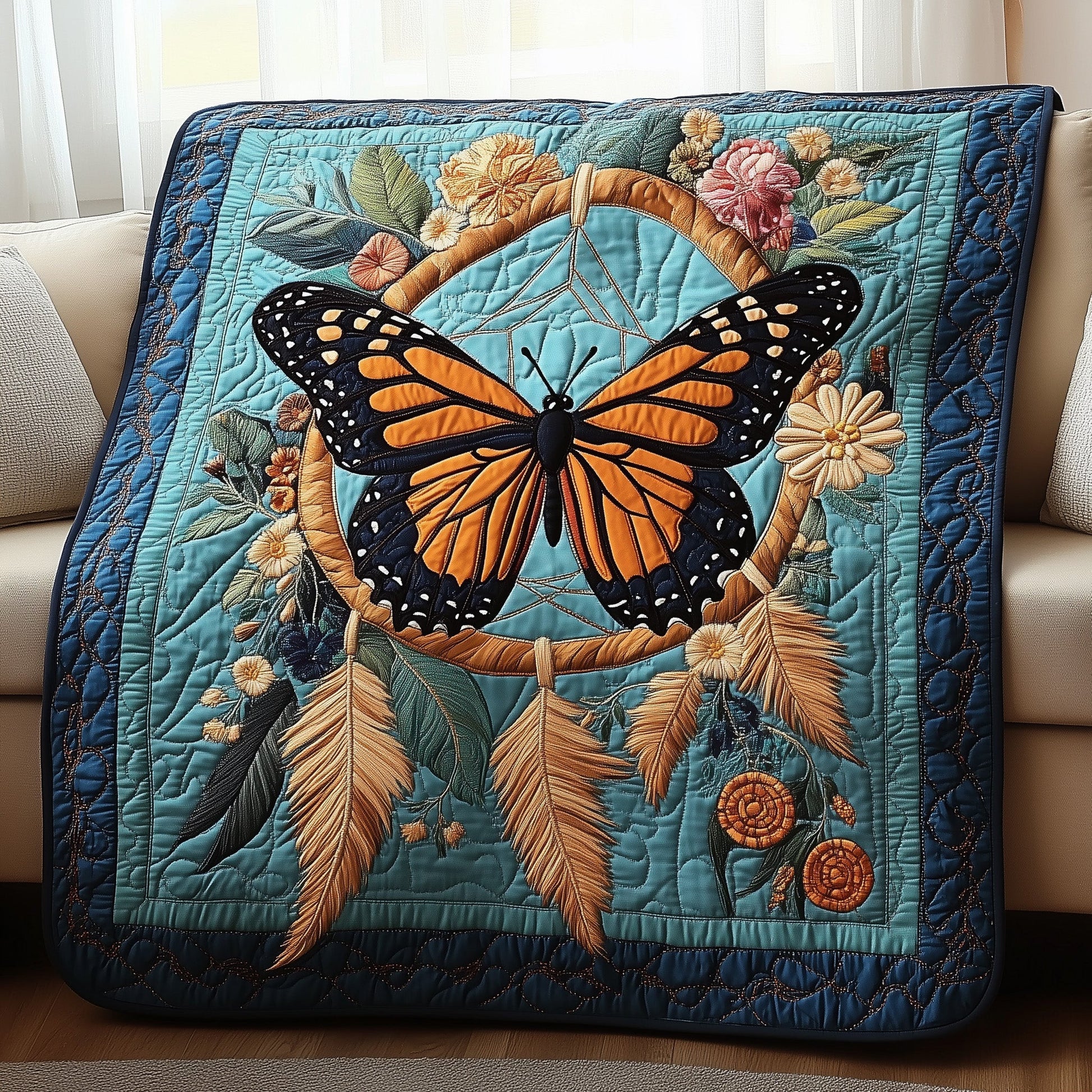 Butterfly Dreamcatcher Quilted Blanket GFTOTP4092