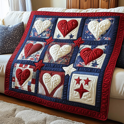 Patriotic Heart Quilted Blanket GFTOTP3871