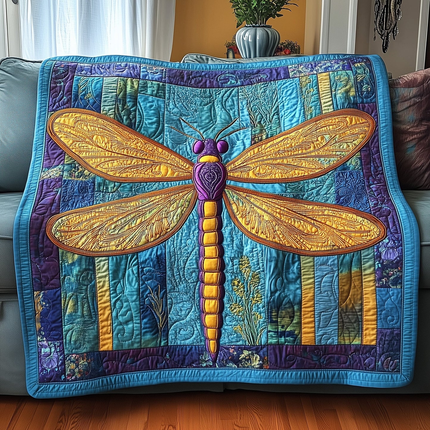 Vibrant Dragonfly Quilted Blanket GFTOTP3774