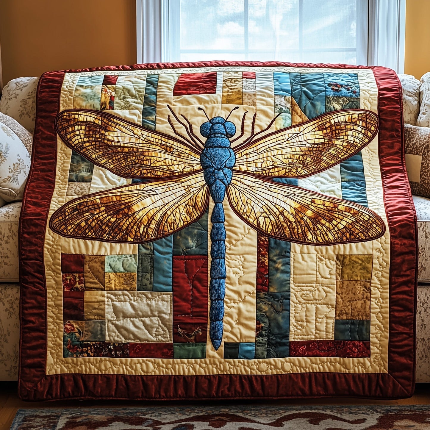 Vibrant Dragonfly Quilted Blanket GFTOTP3775