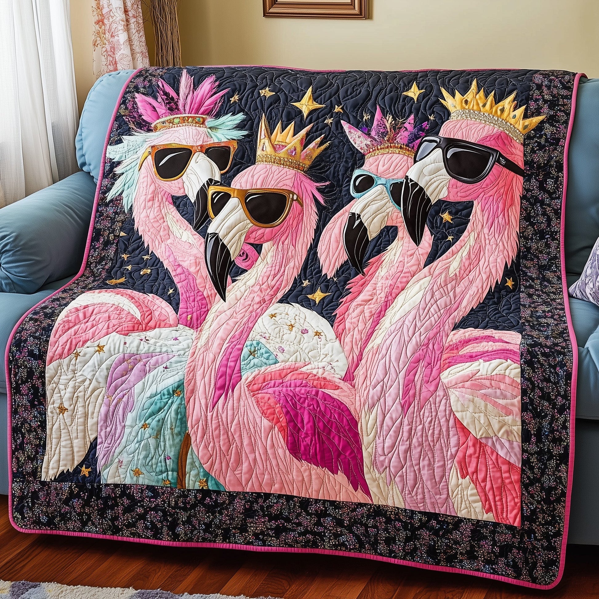 Dancing Flamingo Quilted Blanket GFTONL2860