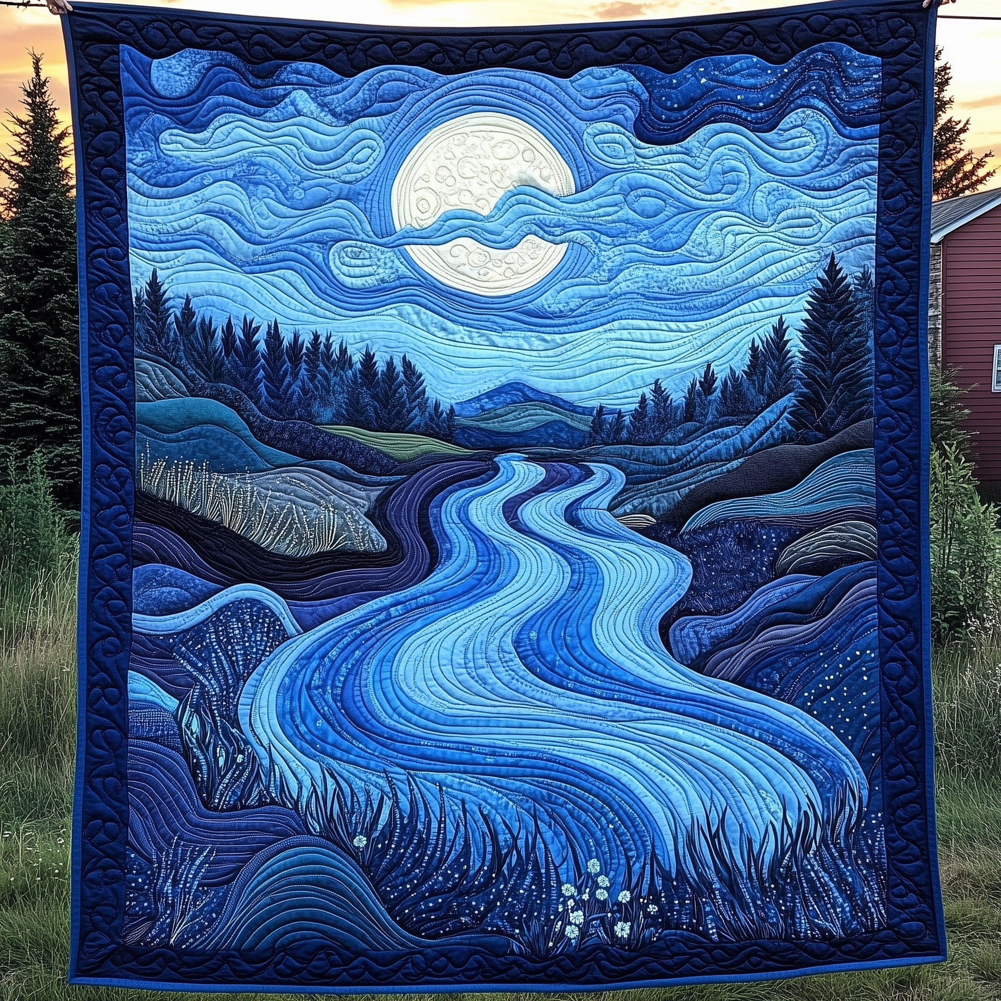 Whispers of the Blue River Quilted Blanket GFTOAB3280