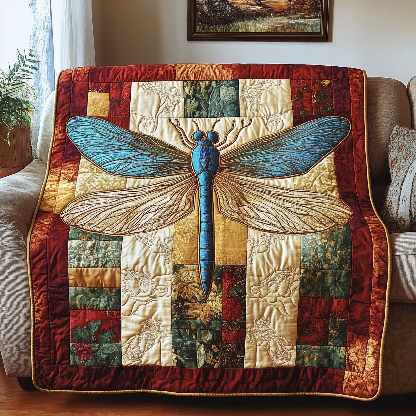 Vibrant Dragonfly Quilted Blanket GFTOTP3776