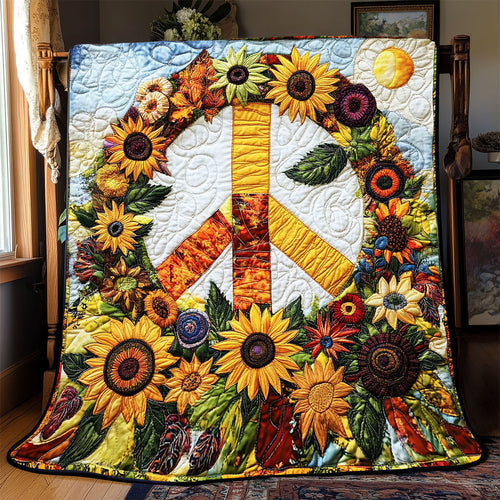 Peace Sign Sunflower WX0802062CL Quilt