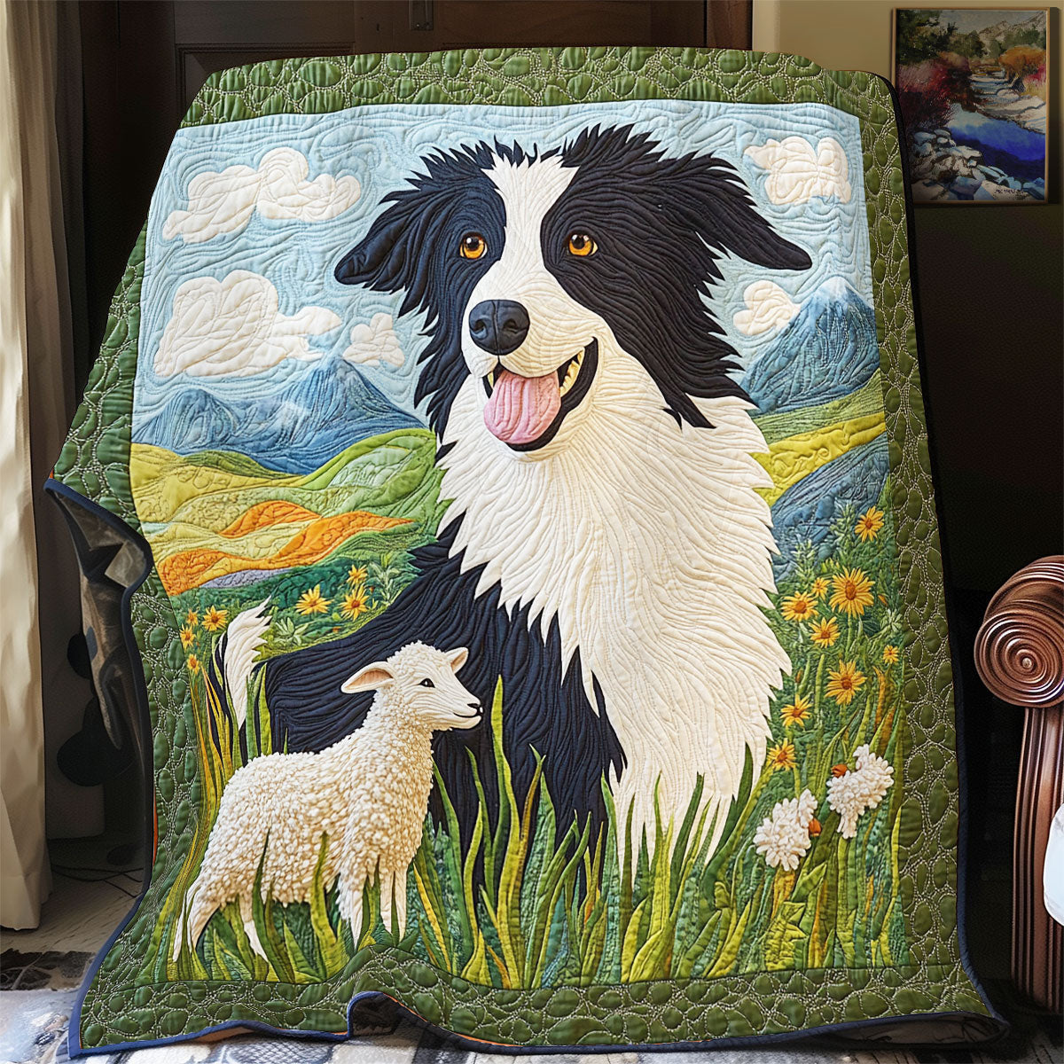 Border Collie And Lamb WX1302012CL Quilt