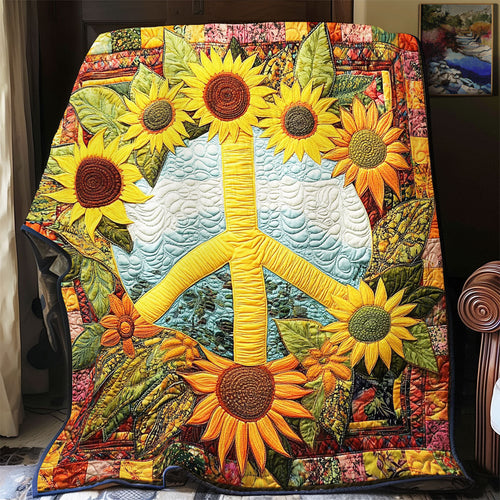 Peace Sign Sunflower WX0802065CL Quilt