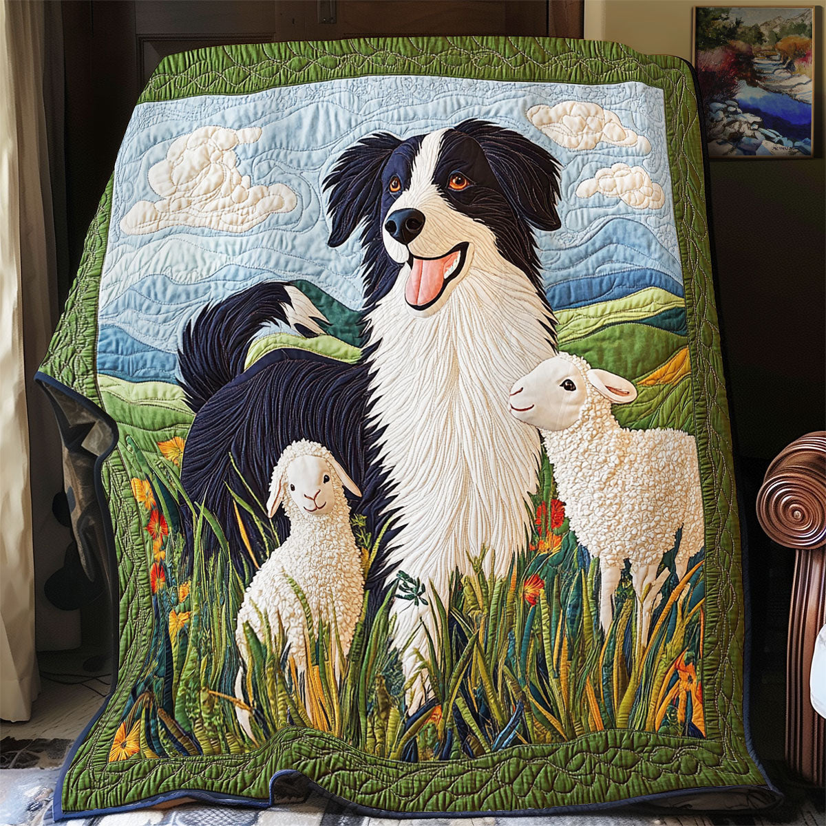 Border Collie And Lamb WX1302014CL Quilt