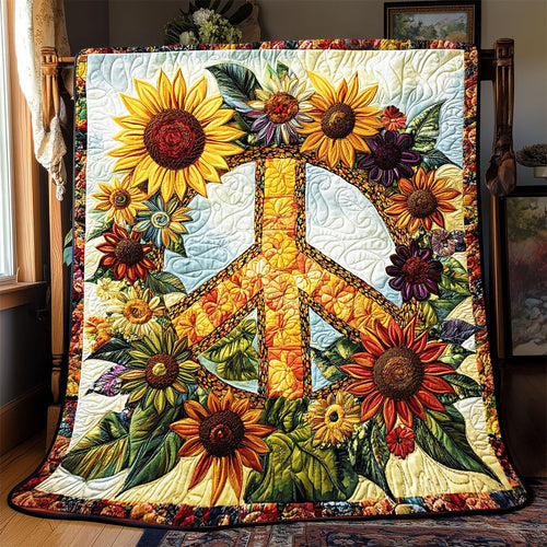 Peace Sign Sunflower WX0802064CL Quilt