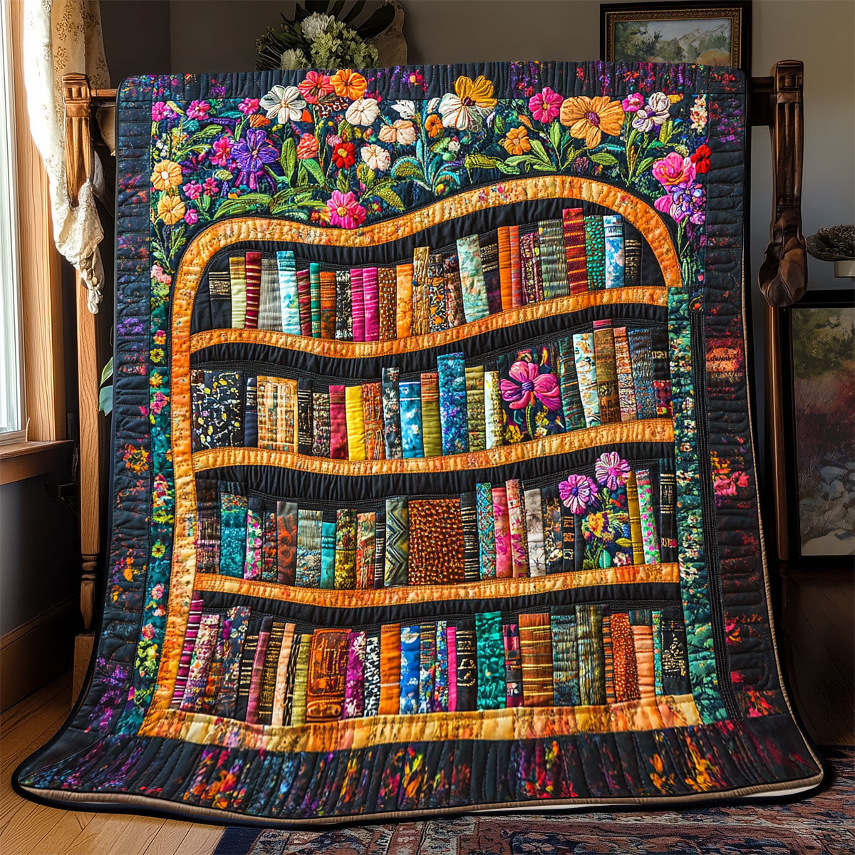 Flower Bookshelf WX0702036CL Quilt