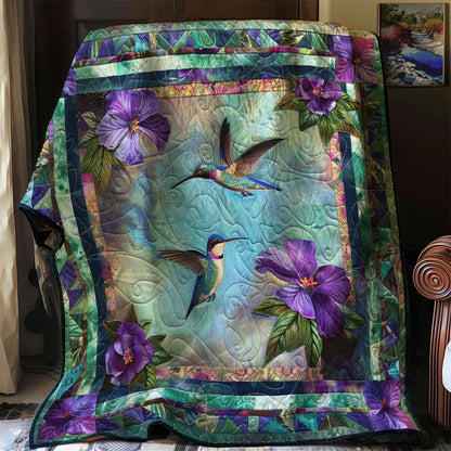 Hummingbirds And Purple Flowers XR2206005CL Quilt