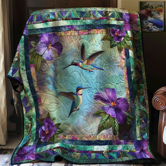 Hummingbirds And Purple Flowers XR2206005CL Quilt