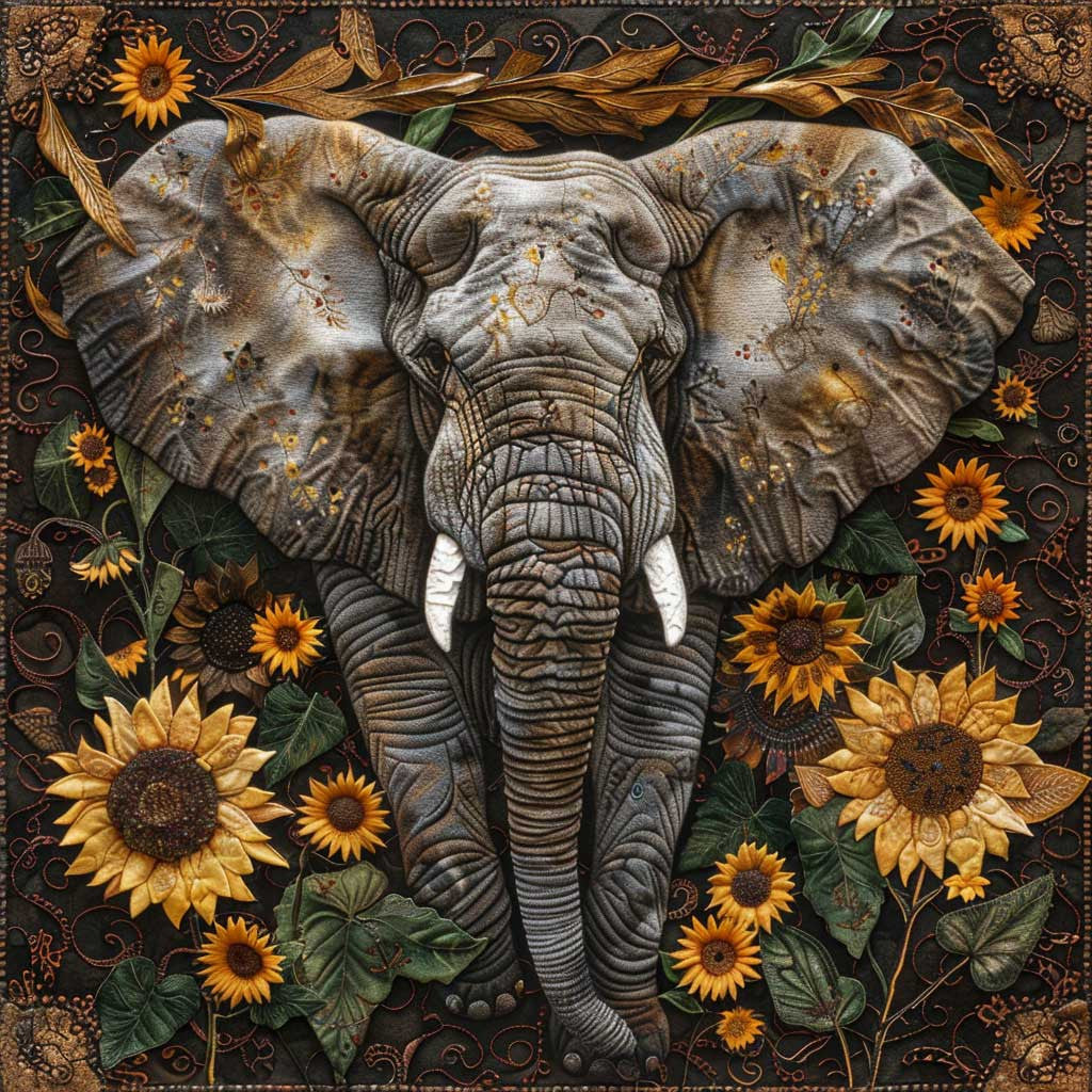 Elephant And Sunflowers XR2007010CL Quilt