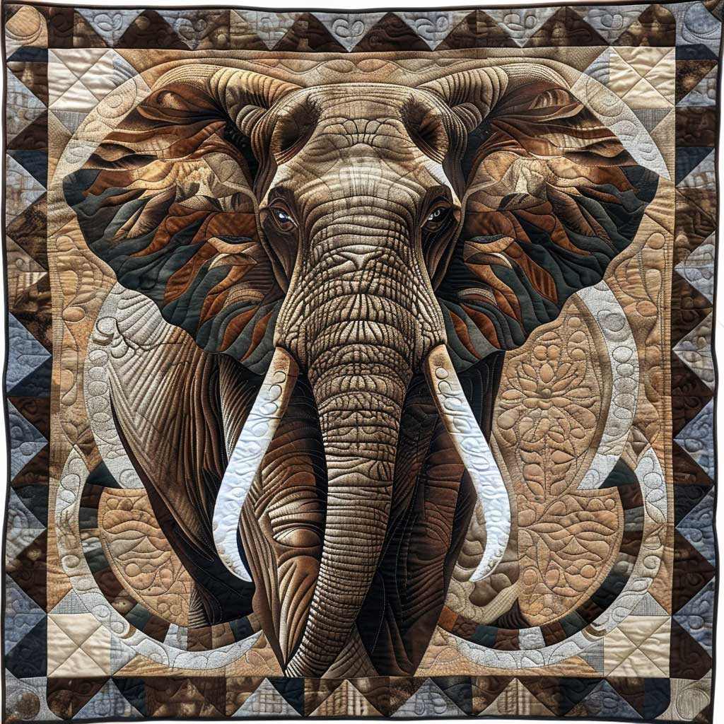 Brown African Elephant XR1008045CL Quilt