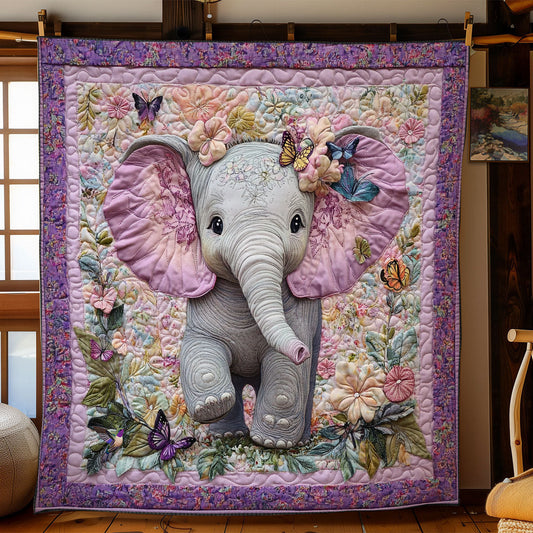 Purple Flower Elephant WY0911034CL Quilt