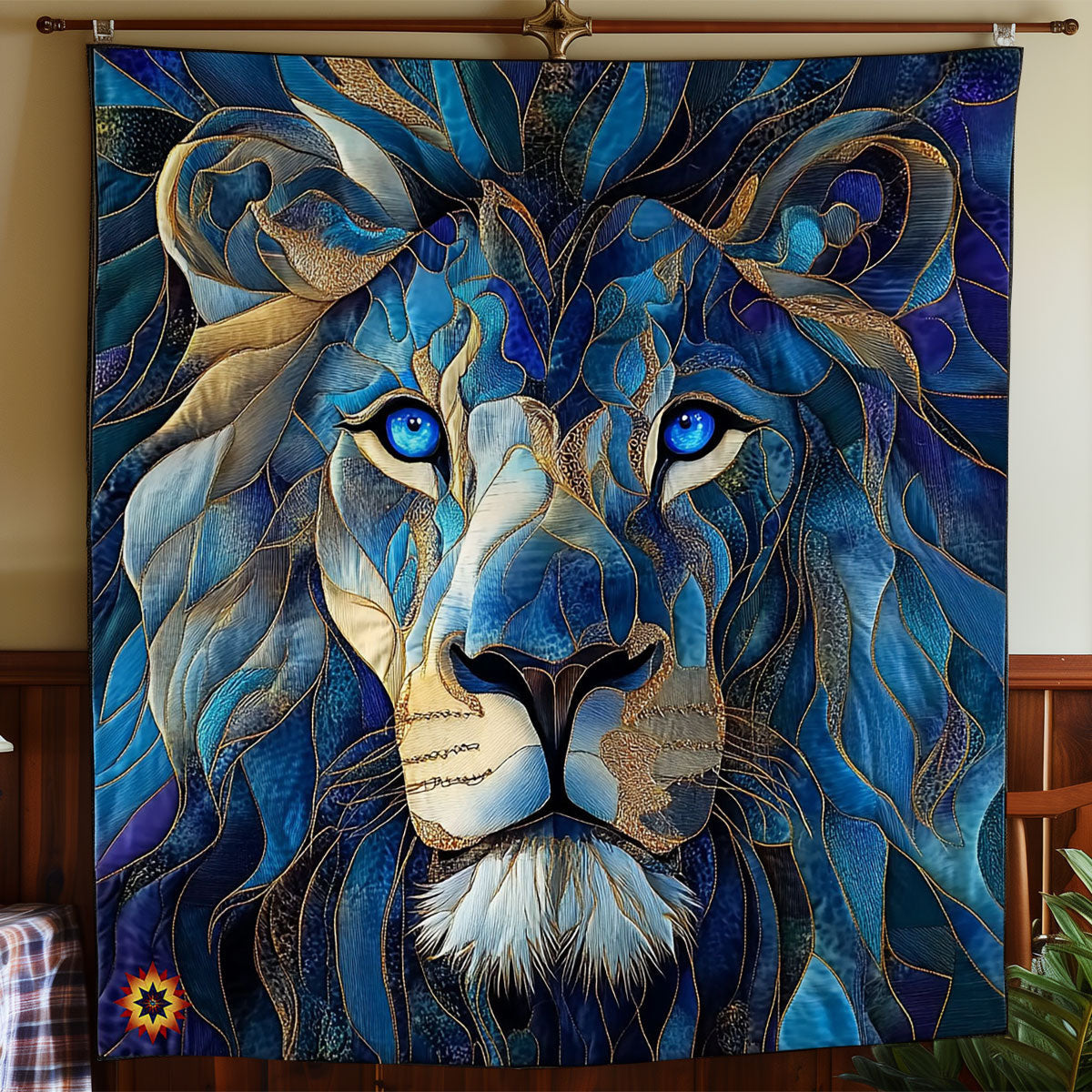 Navy Lion Abstract WY2711041CL Quilt