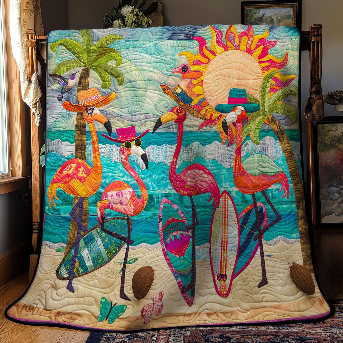 Tropical Flamingo Sunset WN2510004CL Quilt