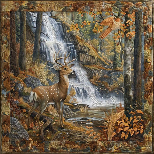 Disoriented Deer Autumn Forest WM2108002CL Quilt