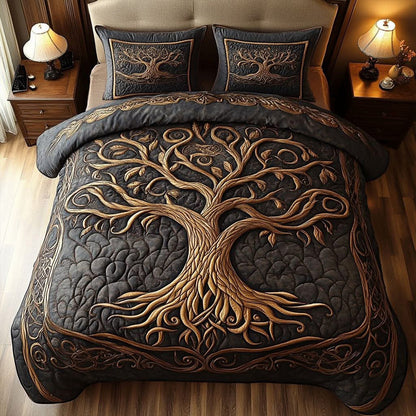 Golden Harmony Quilted Bedding Set Tree Of Life Bedding Set Home Decor