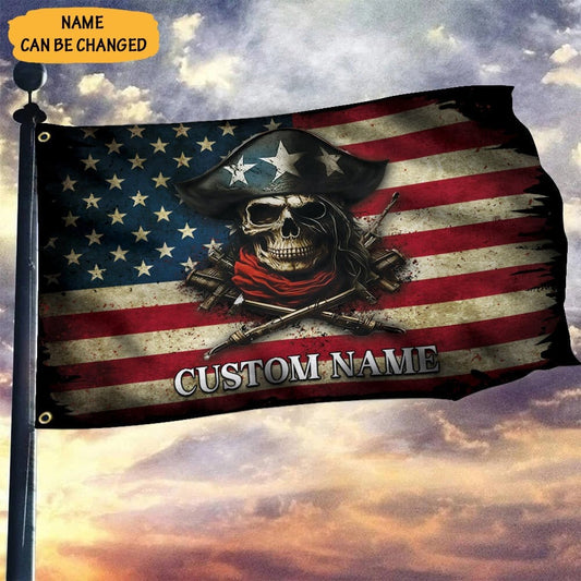 Custom Pirate Skull American Flag Vintage Old Pirate Skull And Crossbones Flag Outdoor Decor