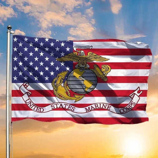 USMC Flag US Marine Corps American Flag Patriotic Marine Decor Indoor Outdoor