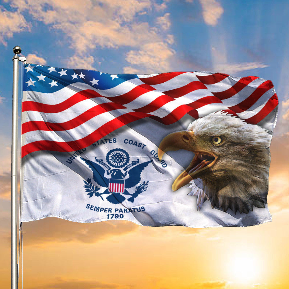 Bald Eagle United States Coast Guard Flag American Flag Coast Guard Military 4th Of July Decor