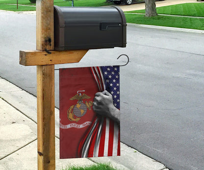 U.S Marine Corps Flag Inside American Flag Patriotic Welcome Holiday 4Th July Decor In-Outdoor (1C)