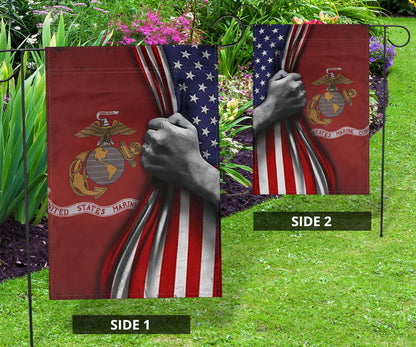 U.S Marine Corps Flag Inside American Flag Patriotic Welcome Holiday 4Th July Decor In-Outdoor (1C)