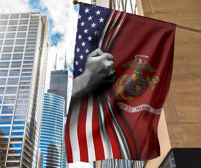 U.S Marine Corps Flag Inside American Flag Patriotic Welcome Holiday 4Th July Decor In-Outdoor (1C)