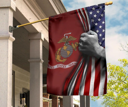 U.S Marine Corps Flag Inside American Flag Patriotic Welcome Holiday 4Th July Decor In-Outdoor (1C)