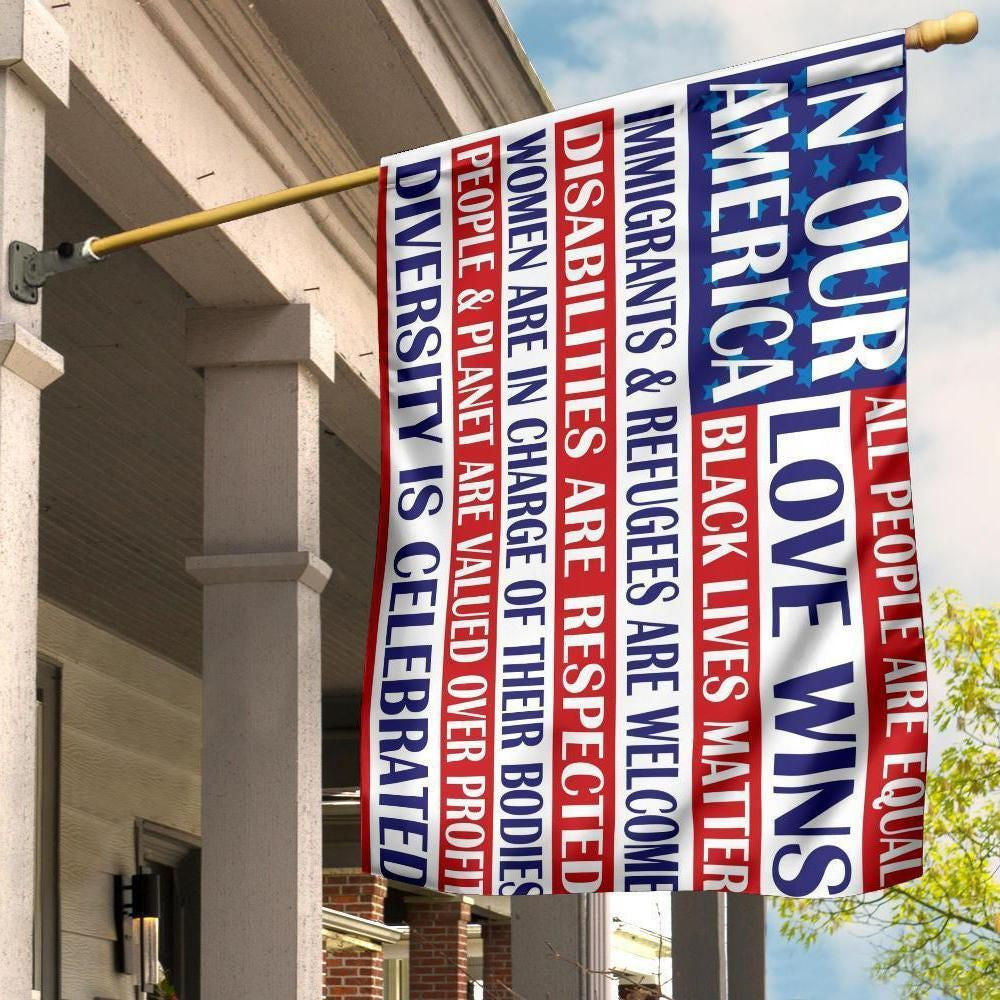 In Our America Flag Love Win Black Lives Matter Sign 1776 Patriotic July 4th Decor