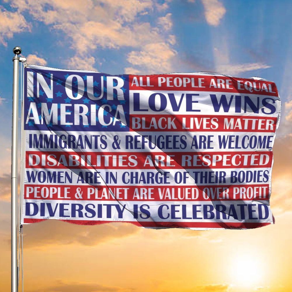 In Our America Flag Love Win Black Lives Matter Sign 1776 Patriotic July 4th Decor