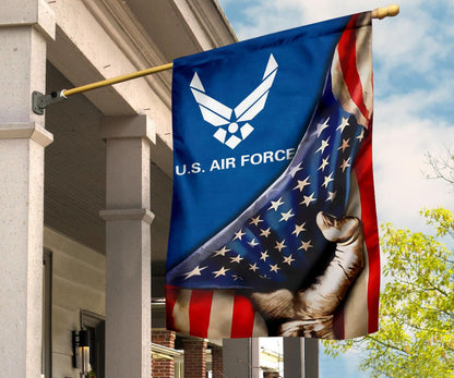USAF Logo United States Air Force Flag Inside American Flag 4th Of July Yard Decorations