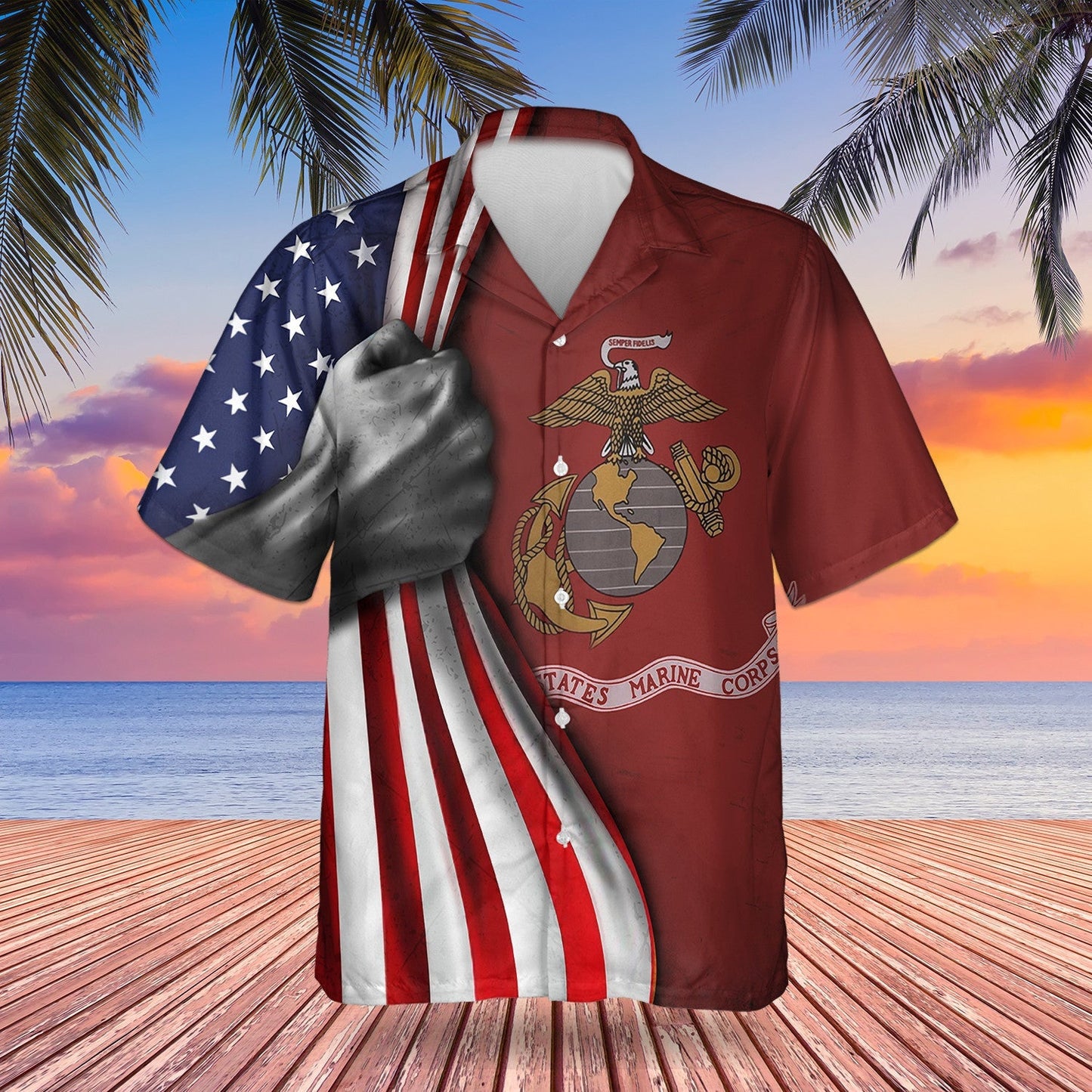 U.S Marine Corps Flag Inside American Flag Patriotic Welcome Holiday 4Th July Decor In-Outdoor