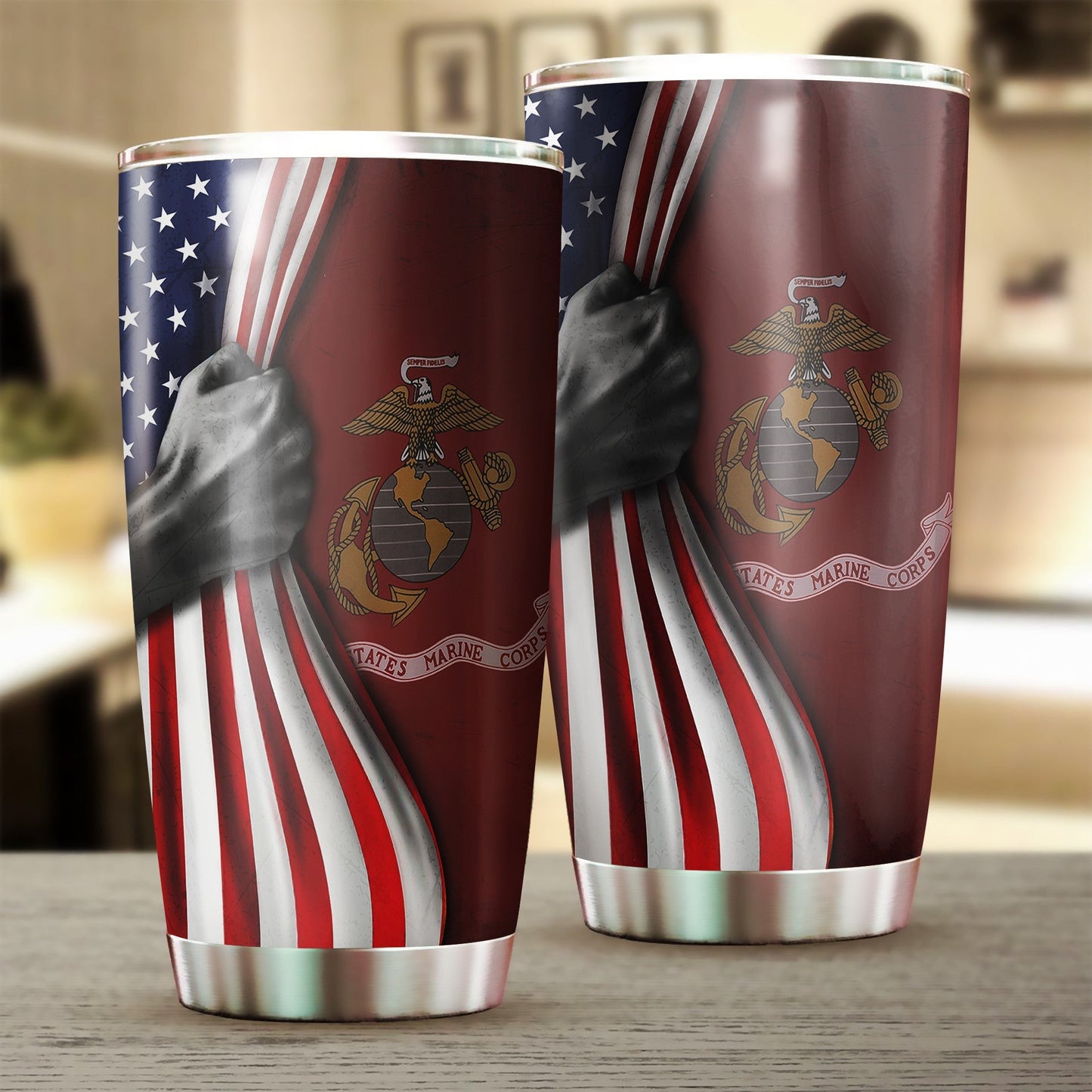 U.S Marine Corps Flag Inside American Flag Patriotic Welcome Holiday 4Th July Decor In-Outdoor