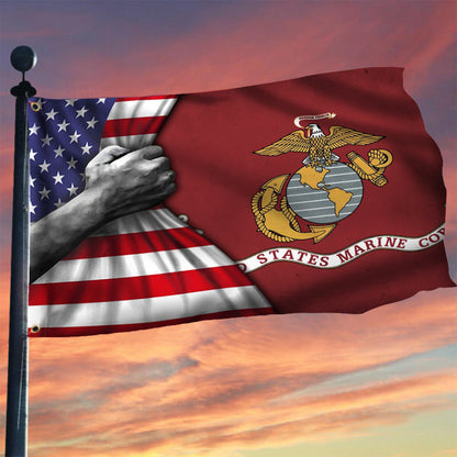 U.S Marine Corps Flag Inside American Flag Patriotic Welcome Holiday 4Th July Decor In-Outdoor