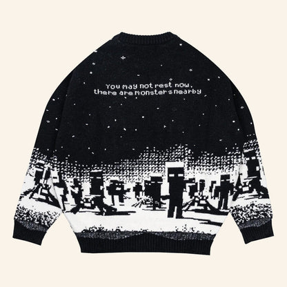 Cool Shirtz Merch Very Cool X Minecraft Sweater Monsters Nearby Sweater Gifts For Sister - Mouldkingstore